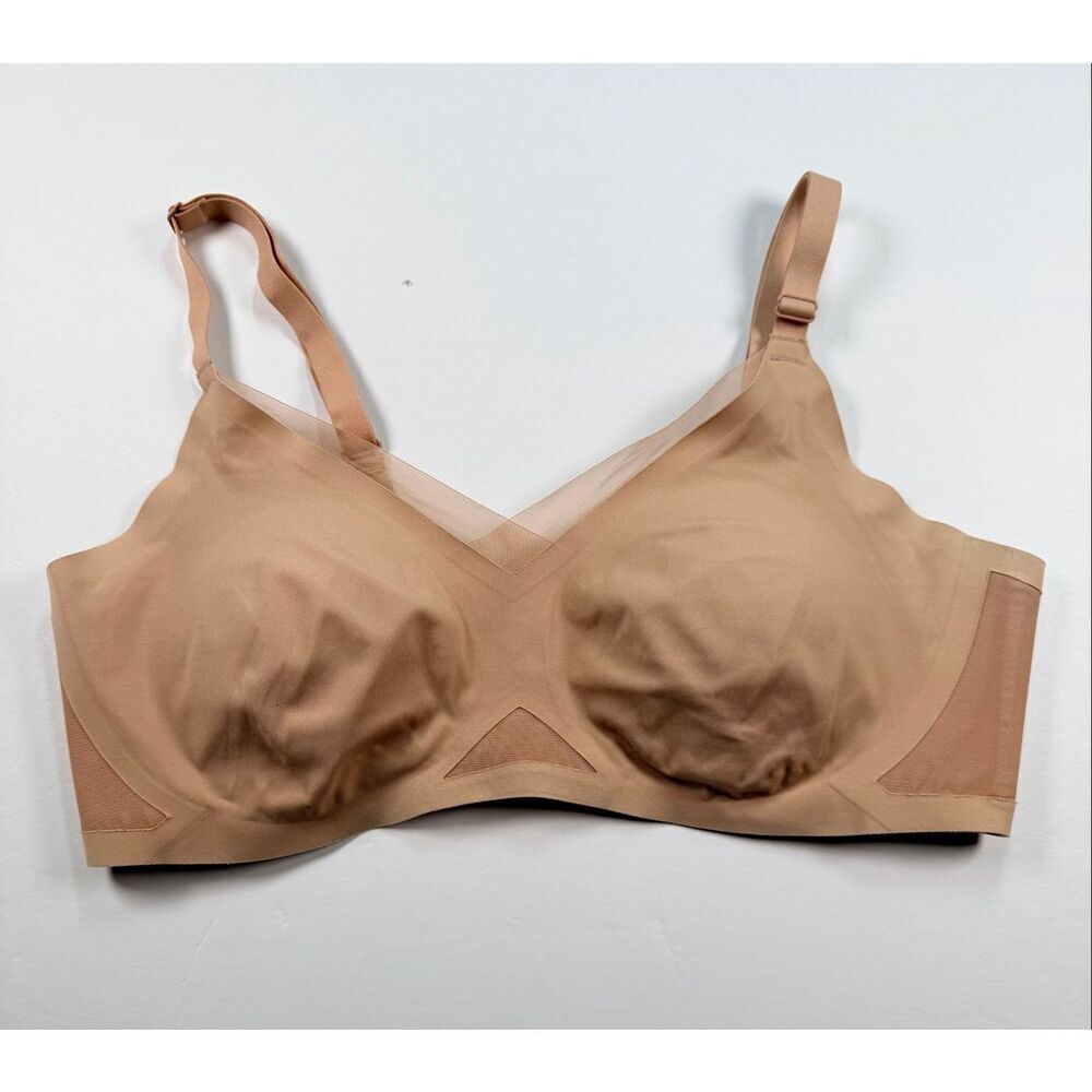 Honeylove Seamless Support Bra Size Large NudeBeige Mesh Adjustable Convertible
